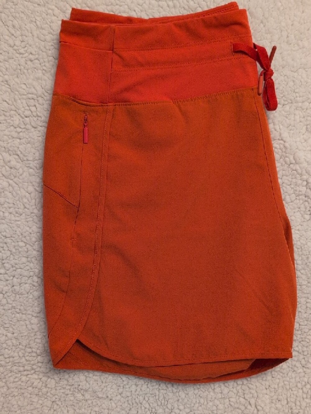 Women’s Active Drawstring Shorts - Red Orange - Picture 5 of 5